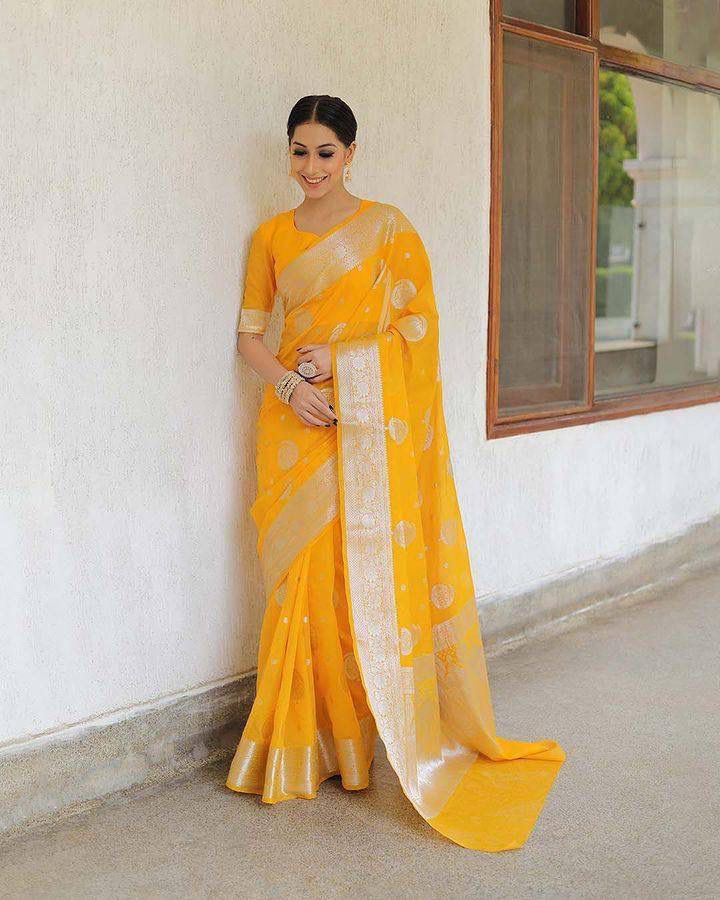 Lightweight Organic Banarasi Lichi Silk Wedding Saree