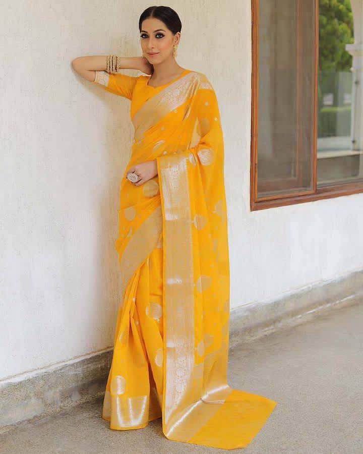 Lightweight Organic Banarasi Lichi Silk Wedding Saree