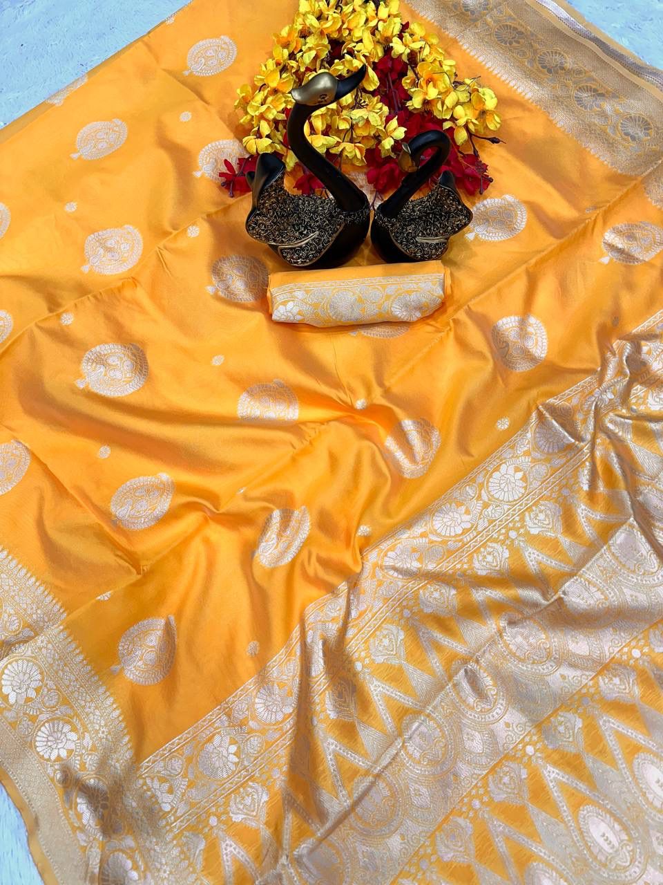 Lightweight Organic Banarasi Lichi Silk Wedding Saree