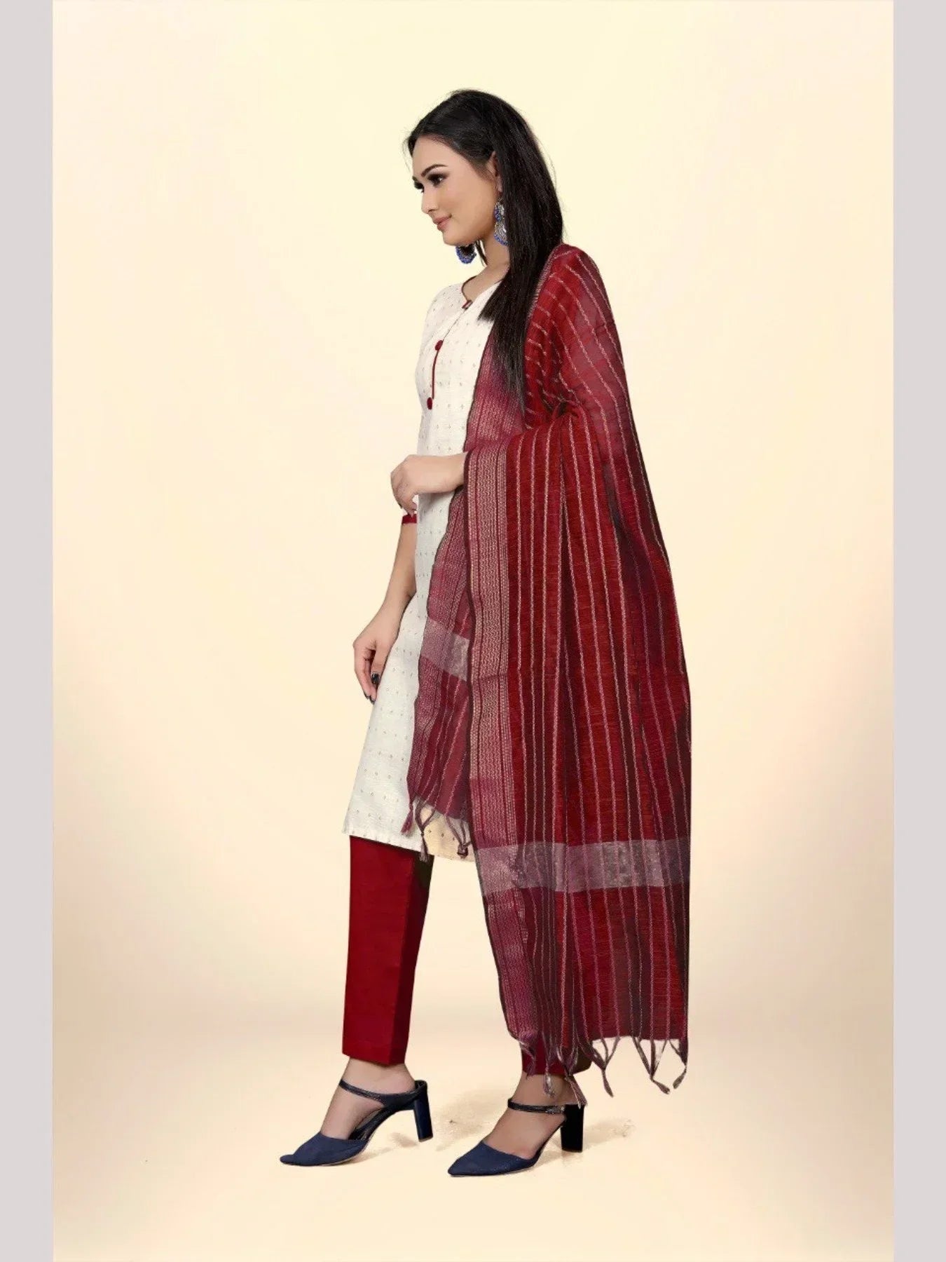Elegant Cotton Jacquard Dress Material With Cotton Bottom And Dupatta