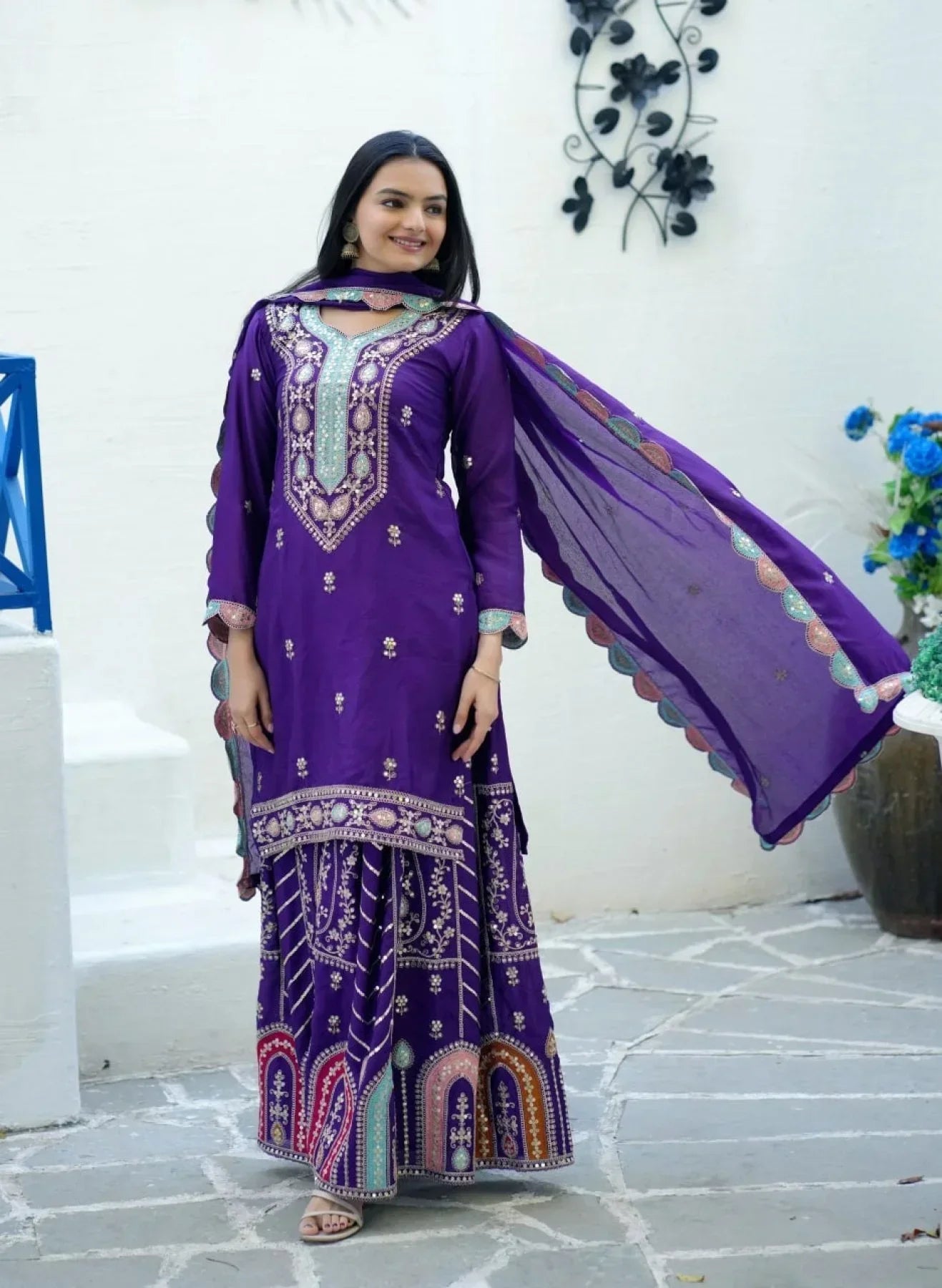 Elegant Readymade Purple Suit For Women – Perfect For Parties