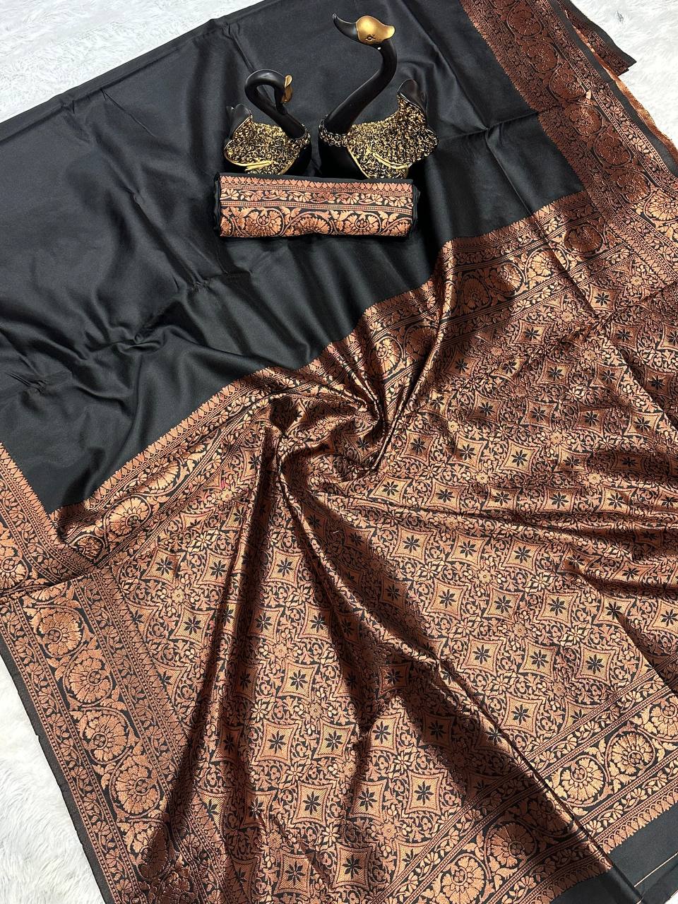 Elegant Organic Banarasi Lichi Silk Wedding Saree