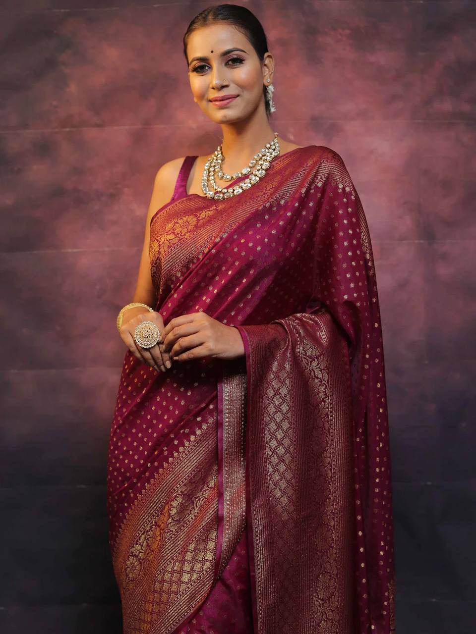 Soft Touch Organic Banarasi Lichi Silk Wedding Saree