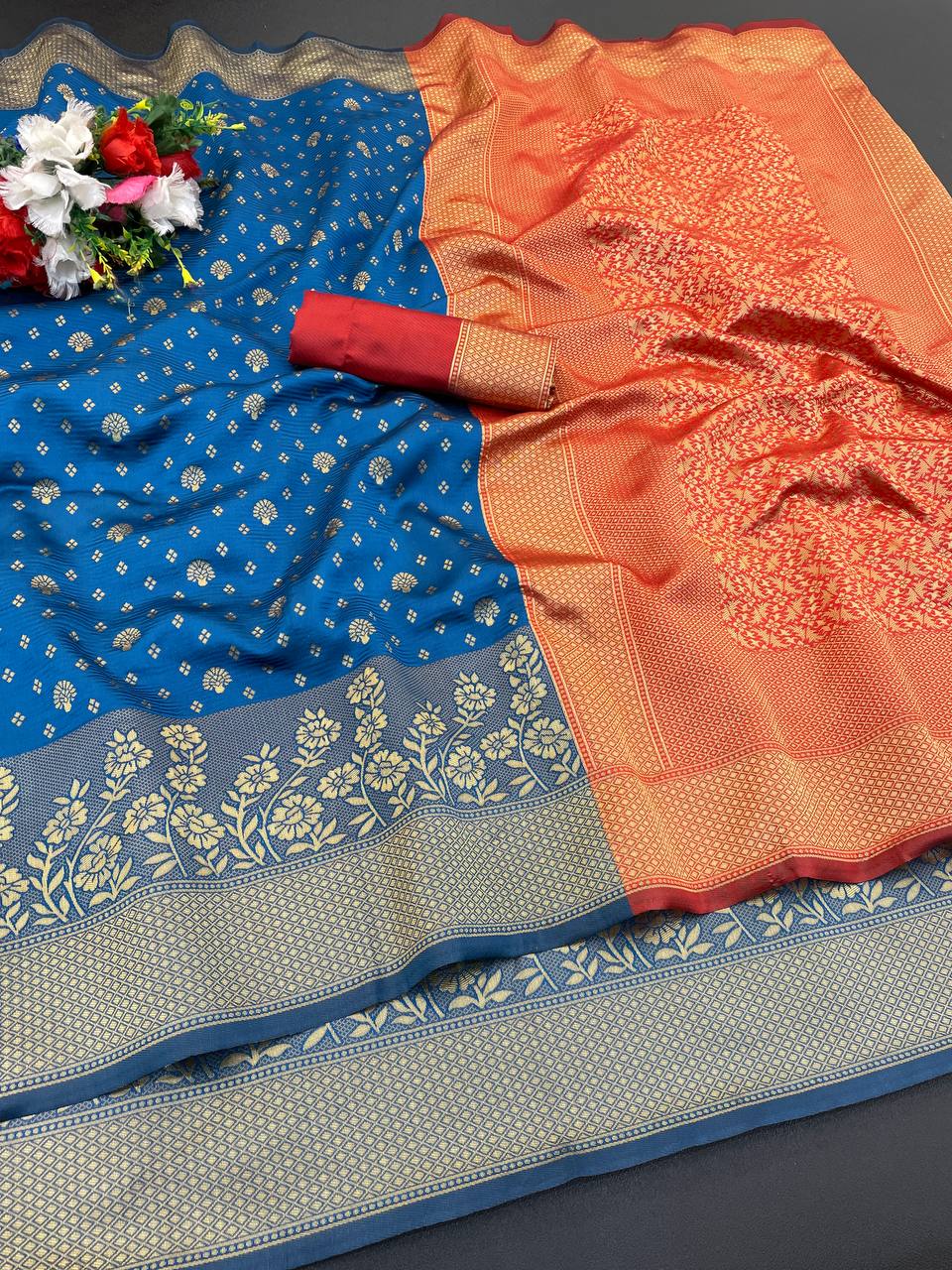 Elegant Organic Banarasi Lichi Silk Wedding Saree