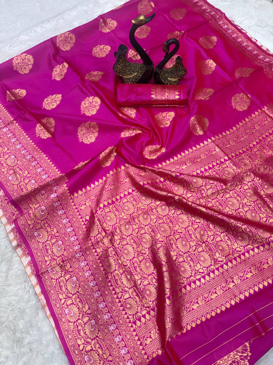 Soft & Lightweight Lichi Silk Banarasi Wedding Saree