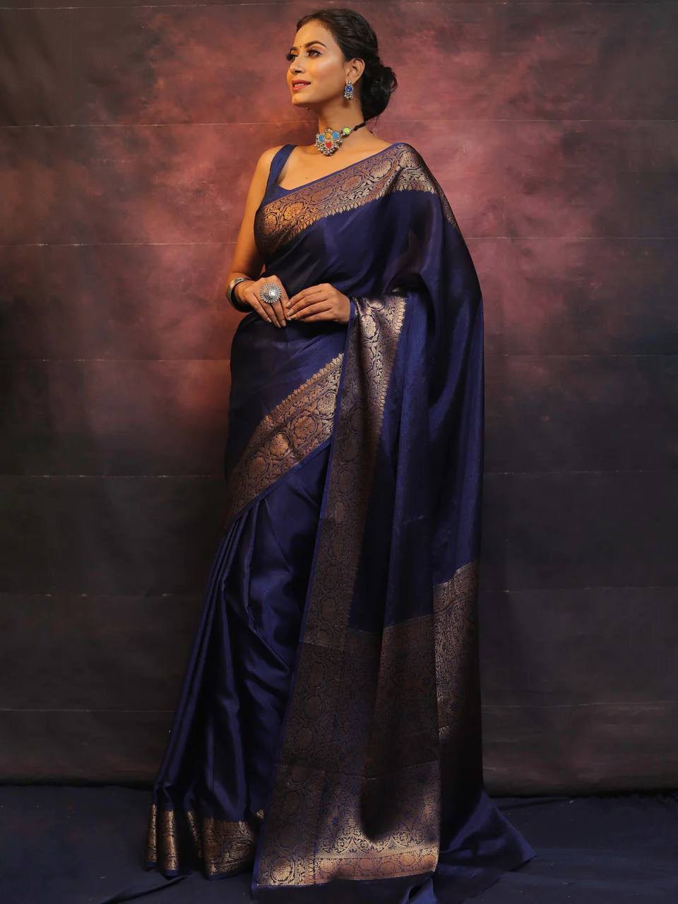 Elegant Organic Banarasi Lichi Silk Wedding Saree