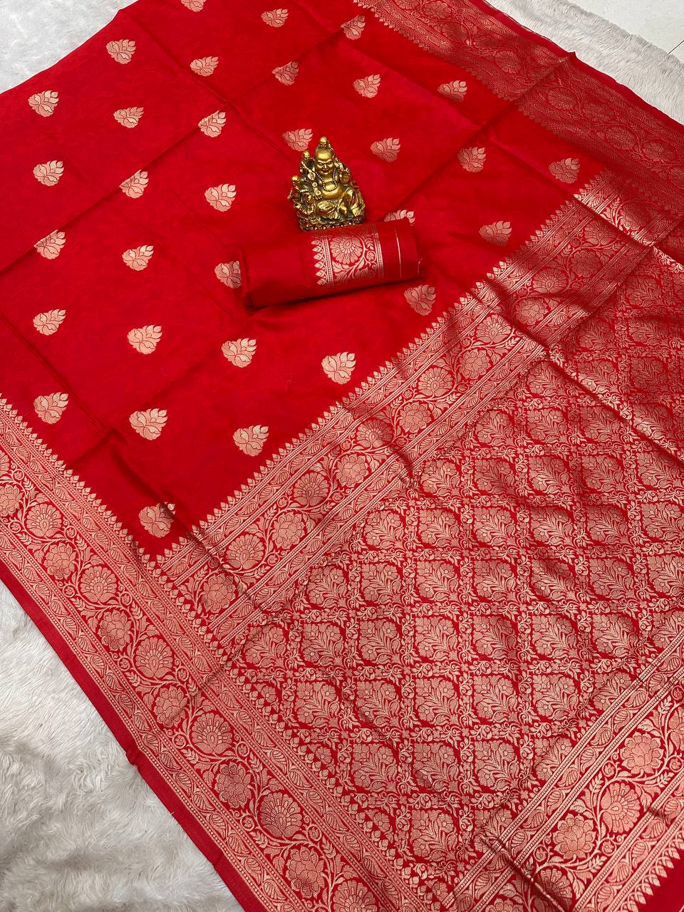 Organic Banarasi Lichi Silk Wedding Saree