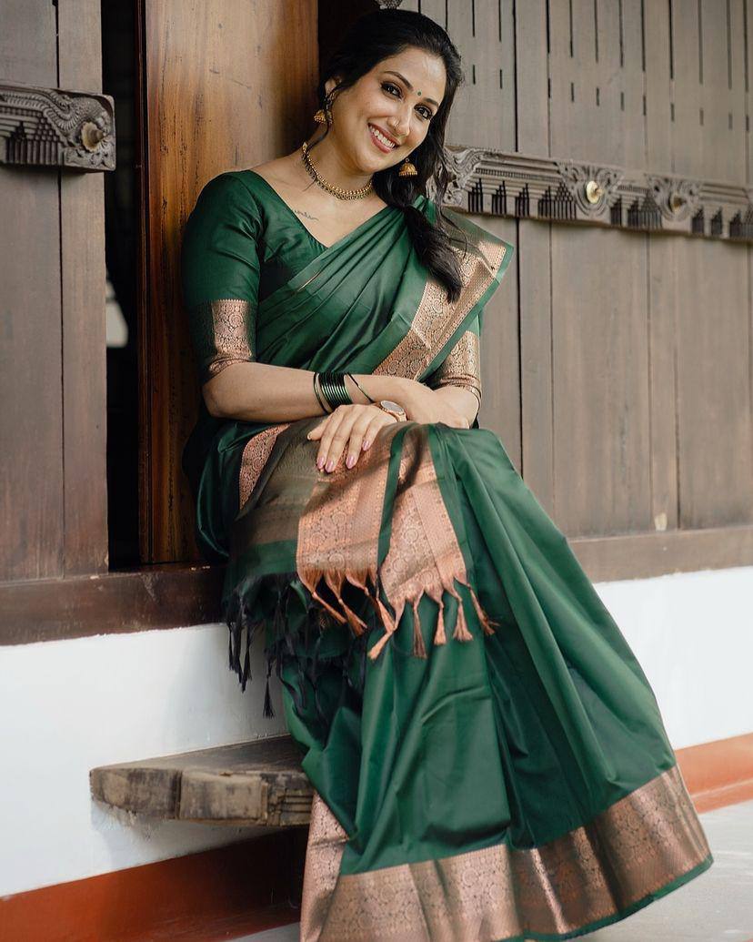 Feather Light Organic Banarasi Lichi Silk Wedding Saree