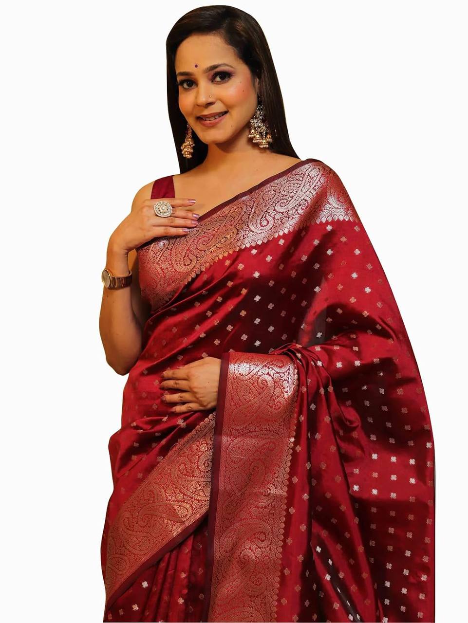 Premium Organic Banarasi Lichi Silk Wedding Saree