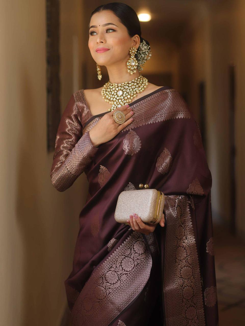 Organic Banarasi Lichi Silk Wedding Saree