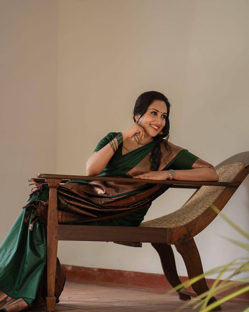 Feather Light Organic Banarasi Lichi Silk Wedding Saree