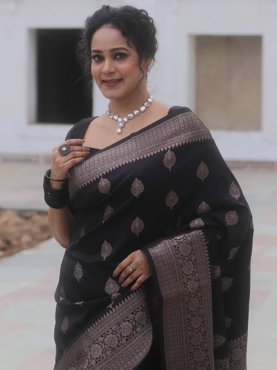 Organic Banarasi Lichi Silk Wedding Saree