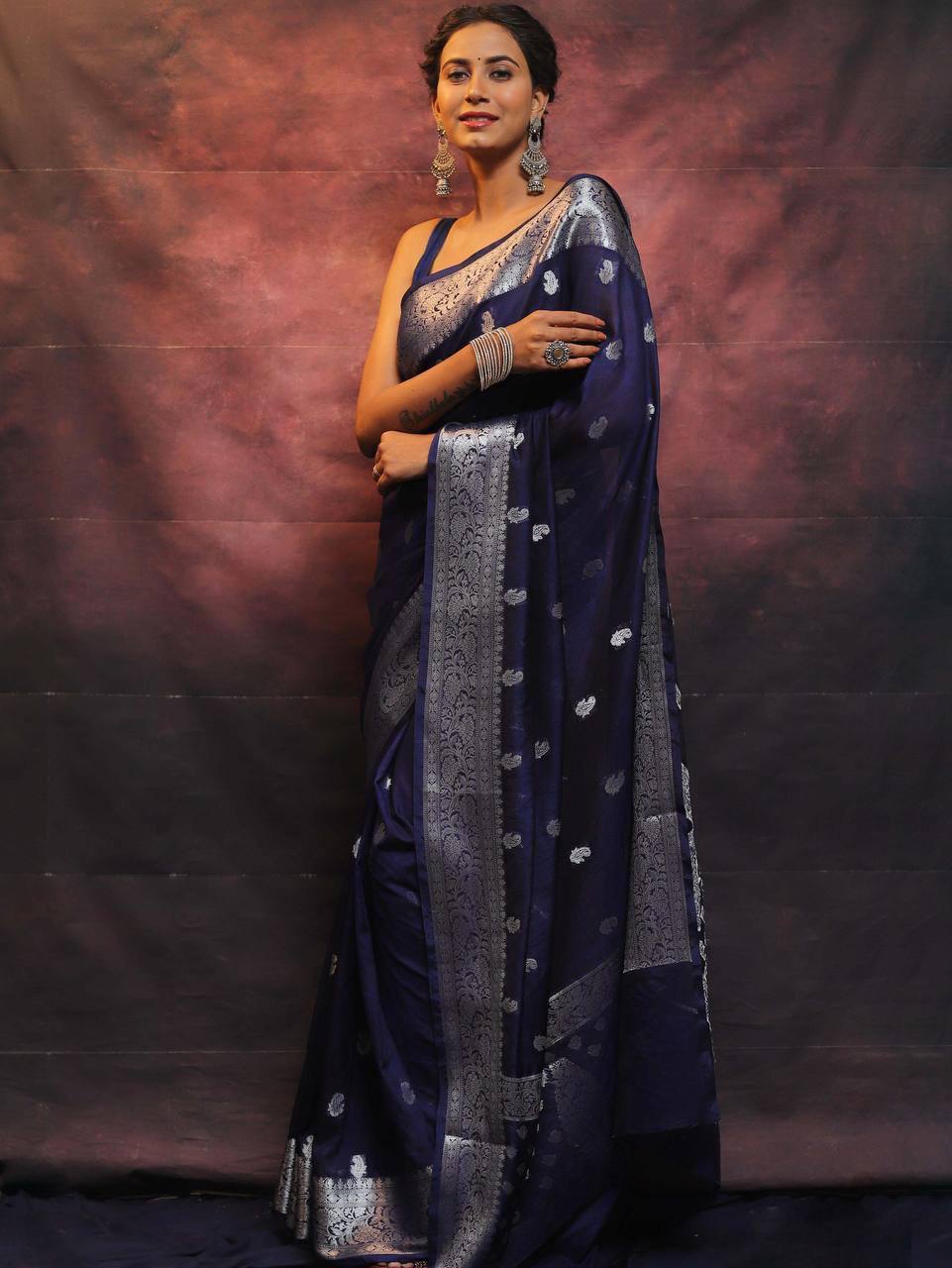 Comfort Fit Organic Banarasi Lichi Silk Wedding Saree