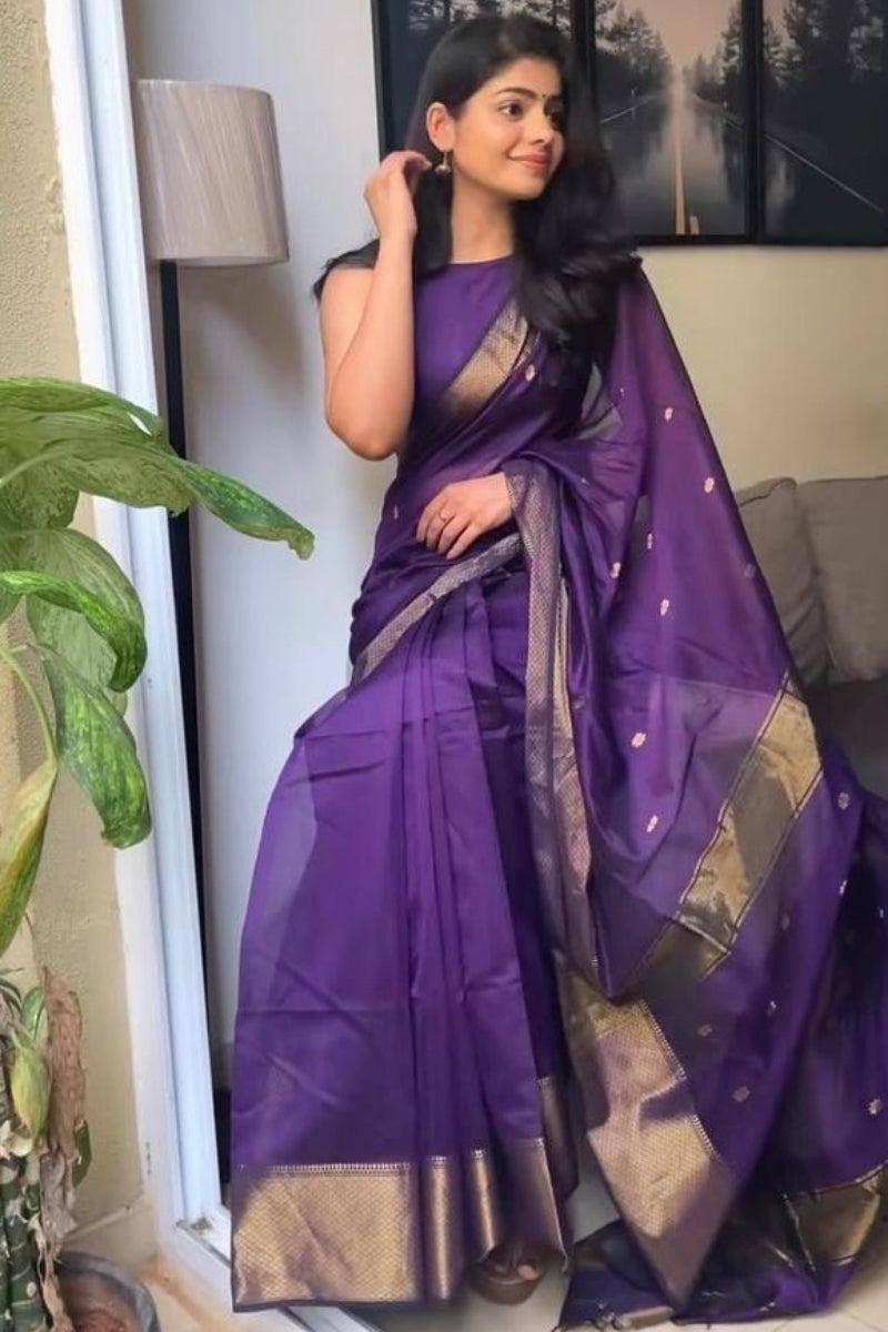 First-Time Slab Weaving Lilan Soft Cotton Saree with Rich Blouse