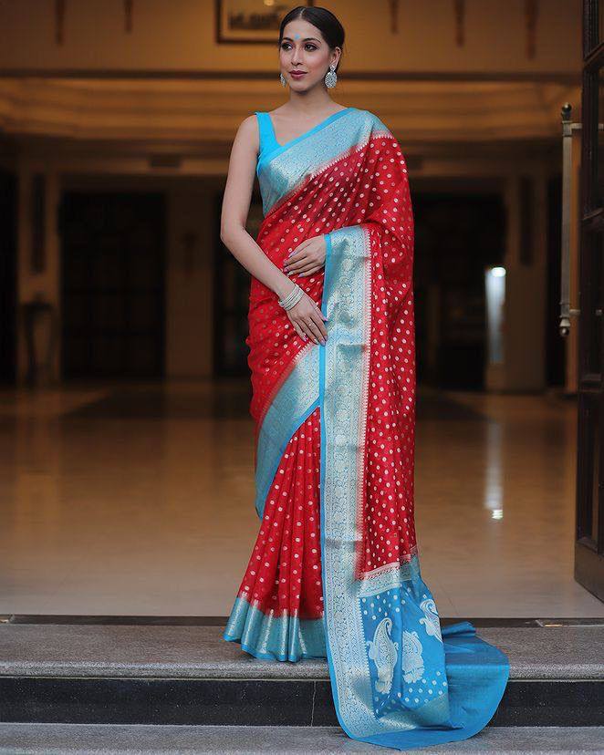 Comfort Fit Organic Banarasi Lichi Silk Wedding Saree