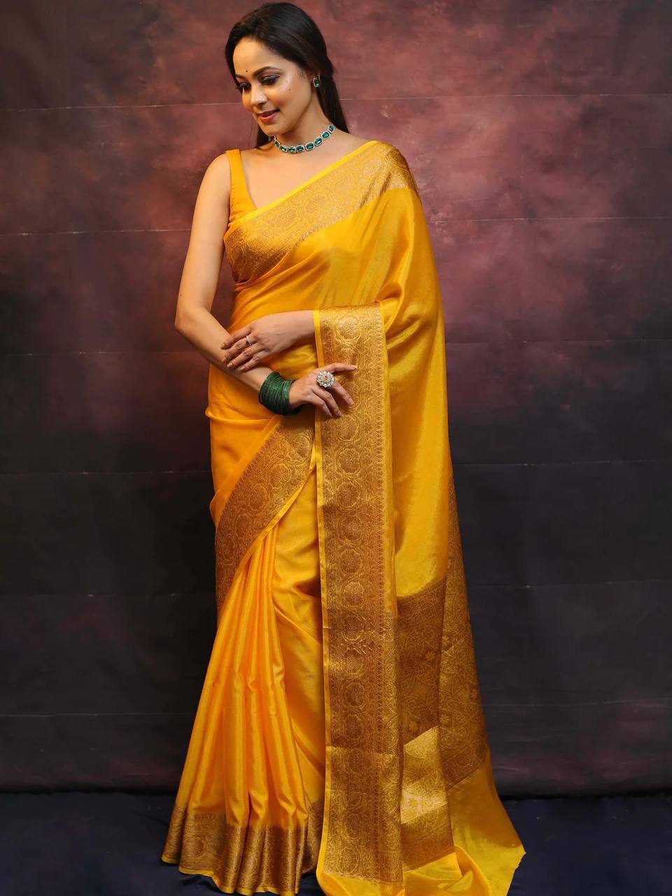 Elegant Organic Banarasi Lichi Silk Wedding Saree