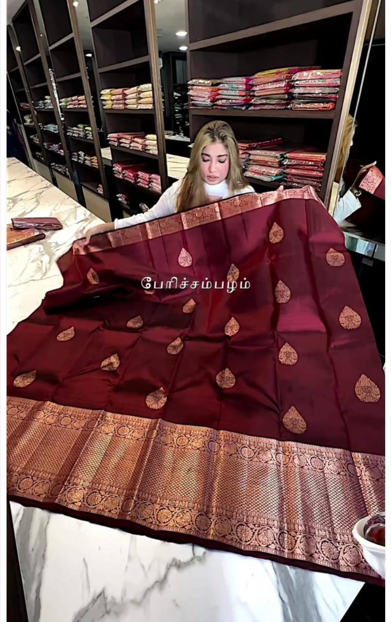 Elegant Organic Banarasi Lichi Silk Wedding Saree