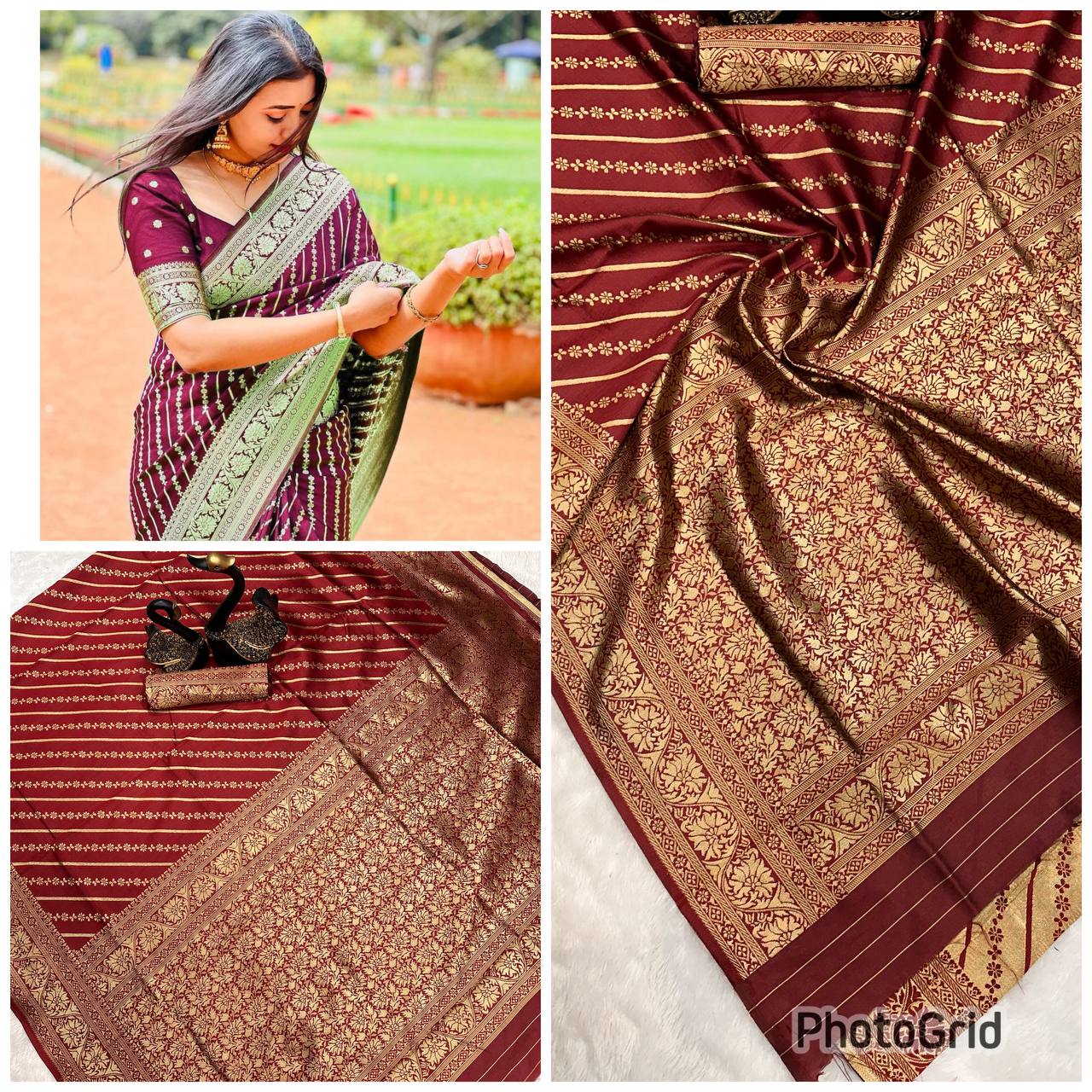 Rich Comfort Organic Banarasi Lichi Silk Wedding Saree