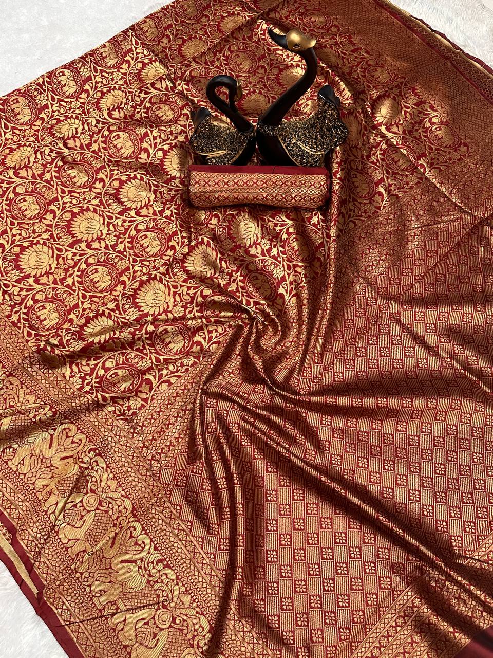 Graceful Organic Banarasi Lichi Silk Wedding Saree