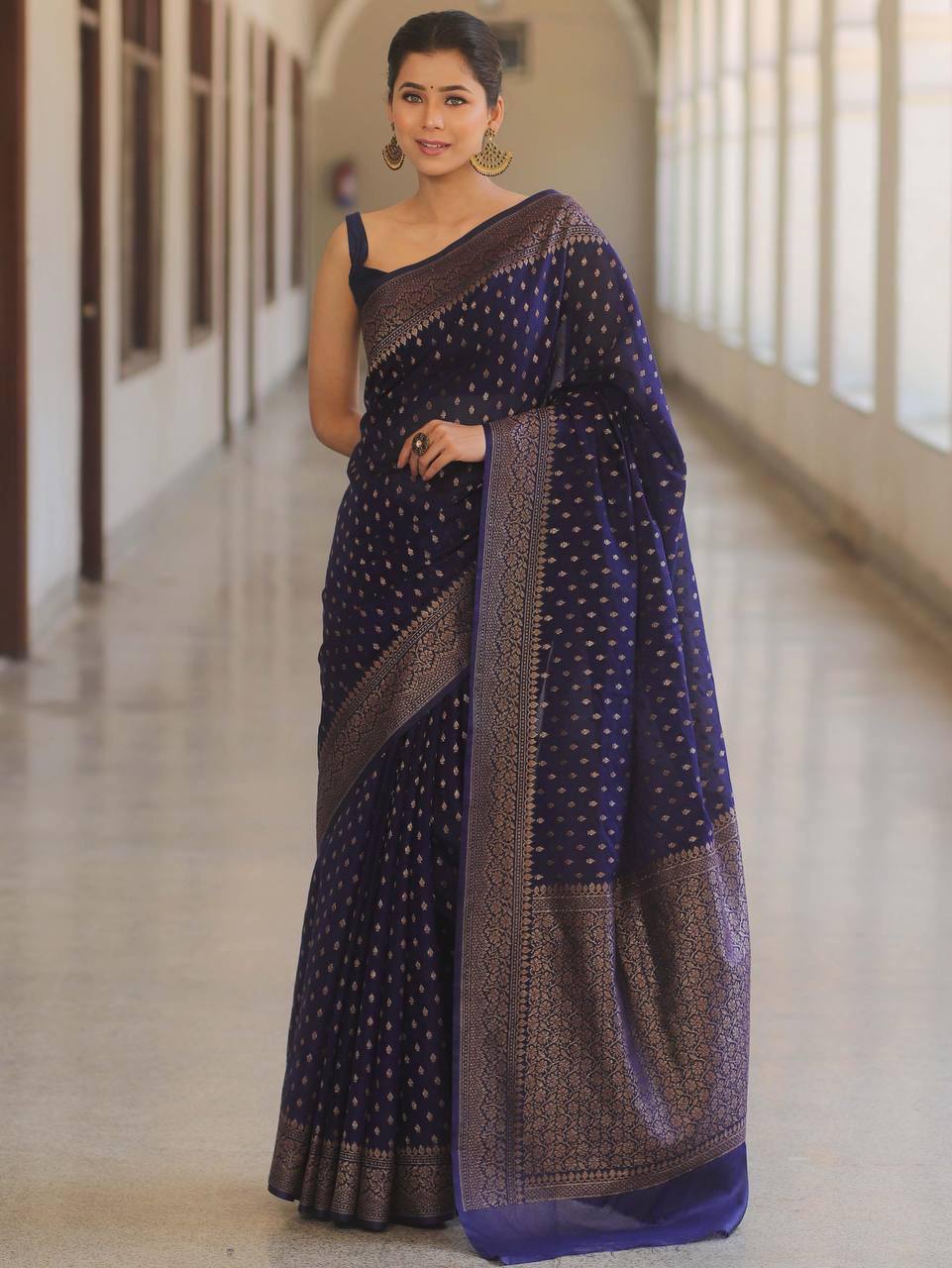 Comfort Wear Banarasi Style Lichi Silk Wedding Saree