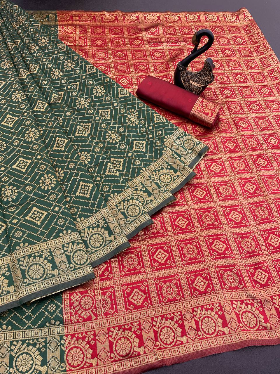 Organic Banarasi Lichi Silk Wedding Saree – Lightweight & Elegant