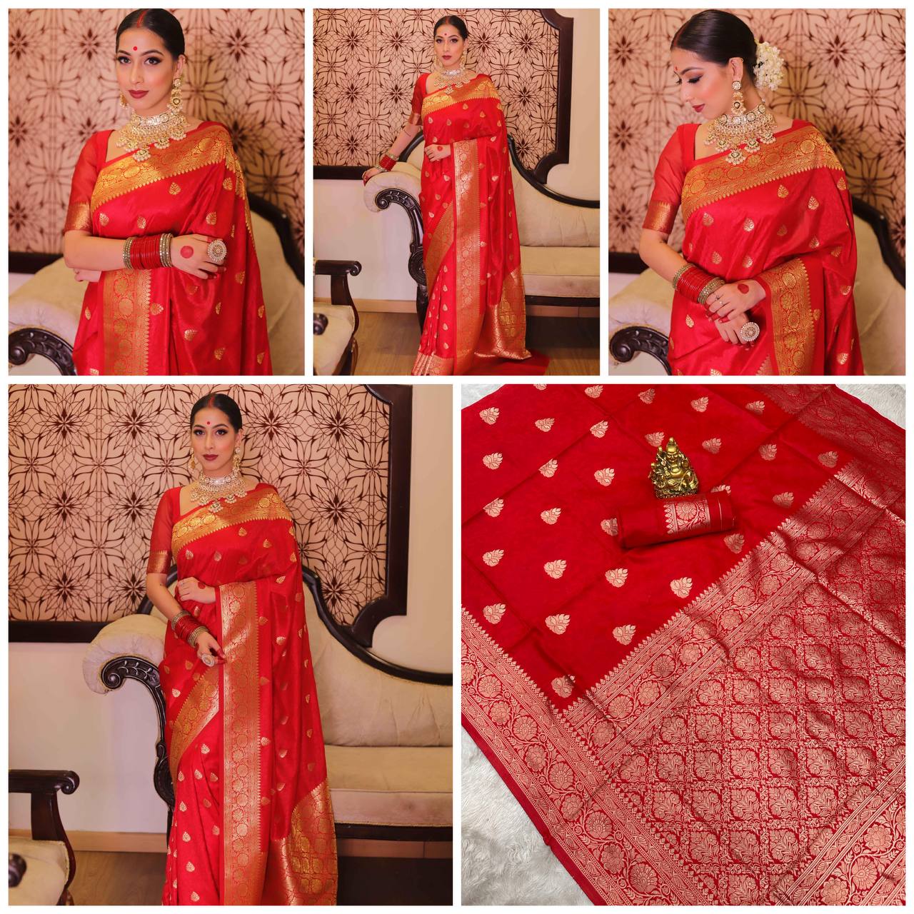 Organic Banarasi Lichi Silk Wedding Saree