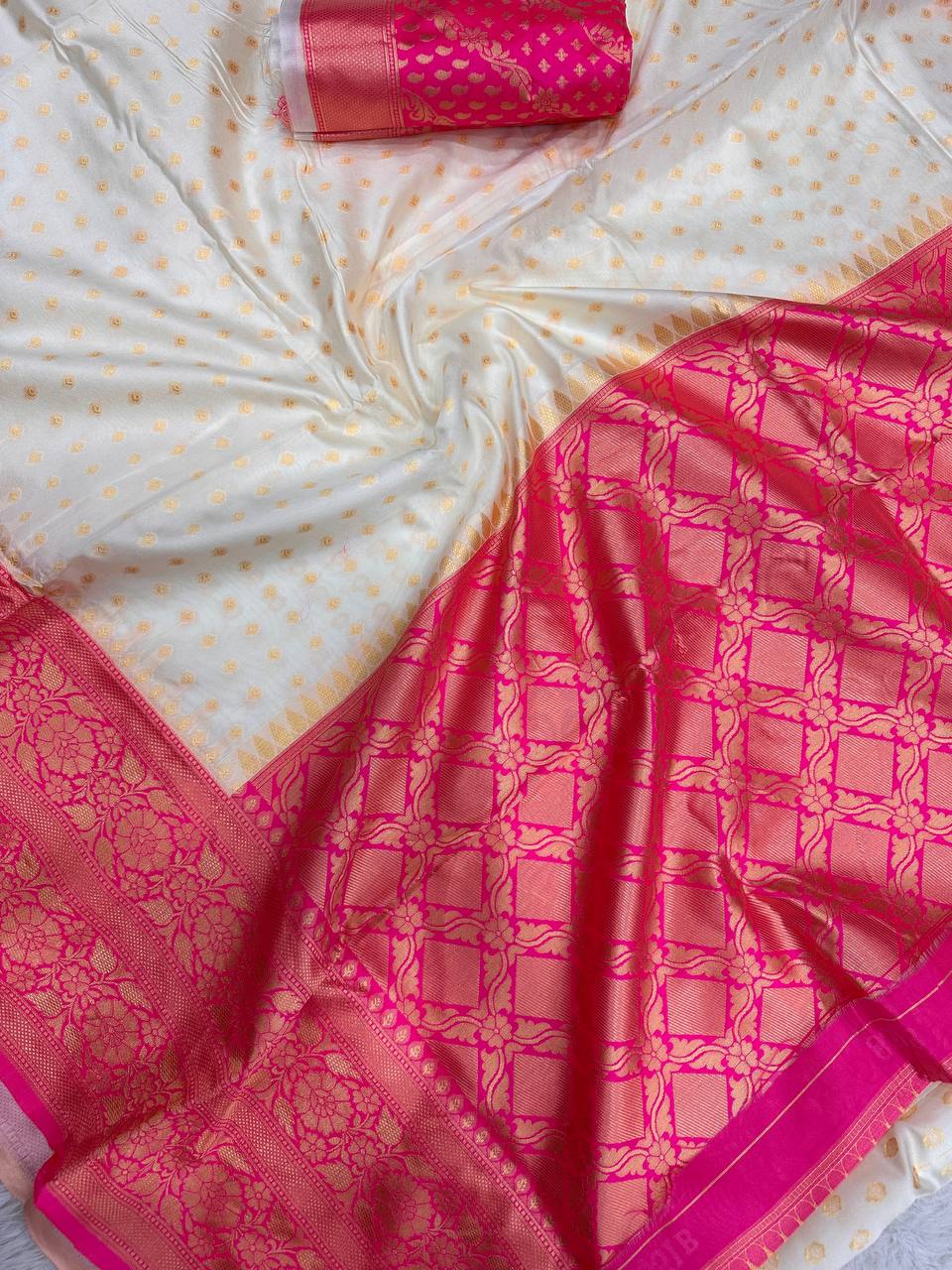Organic Banarasi Lichi Silk Wedding Saree – Lightweight & Graceful