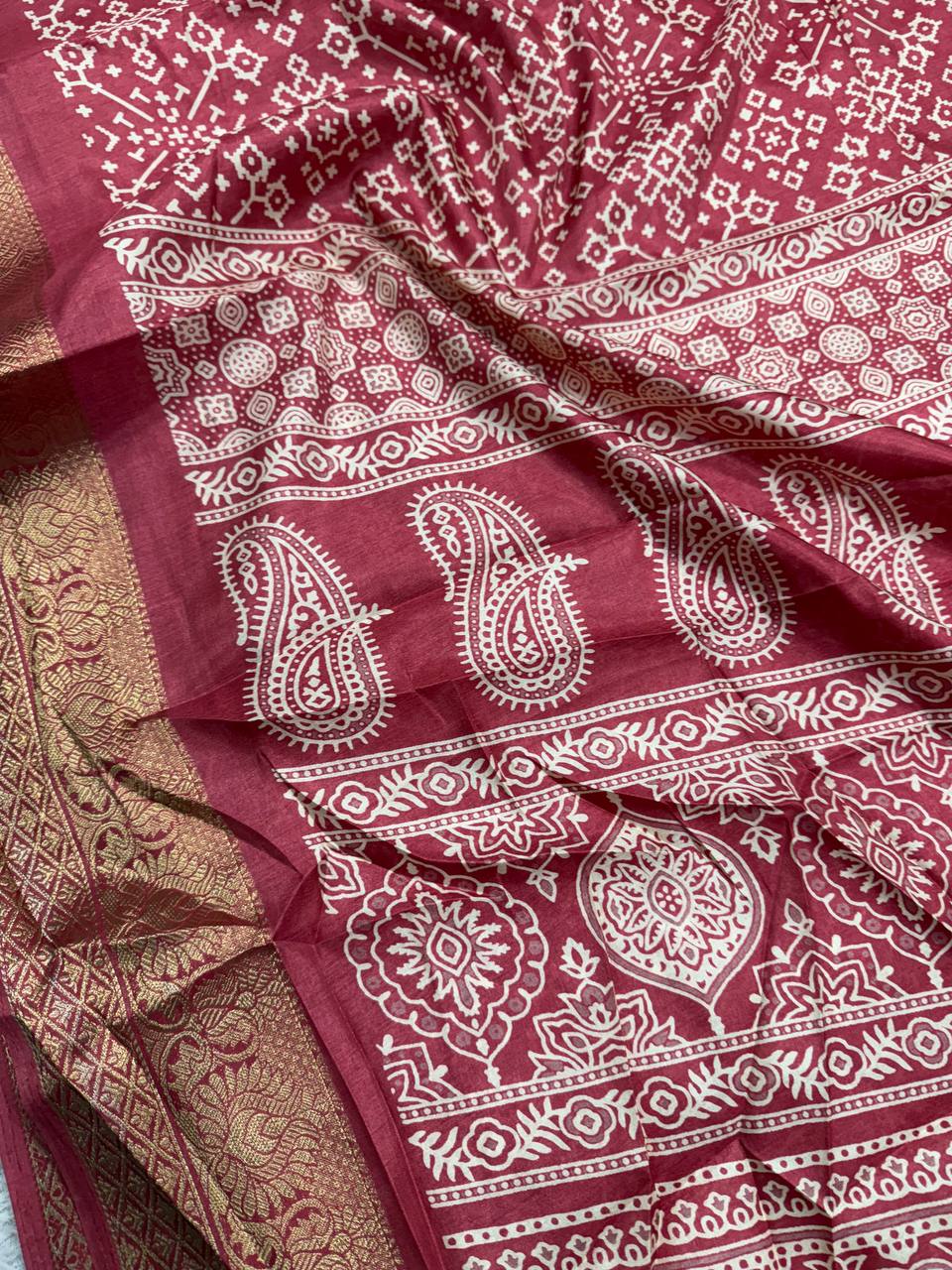 Soft Dola Silk Saree with Jacquard Border & HD Print
