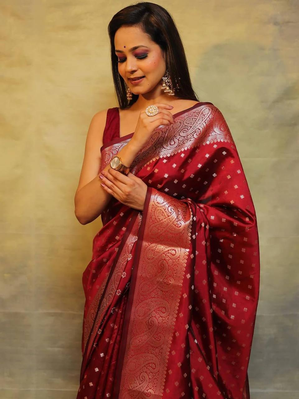 Premium Organic Banarasi Lichi Silk Wedding Saree