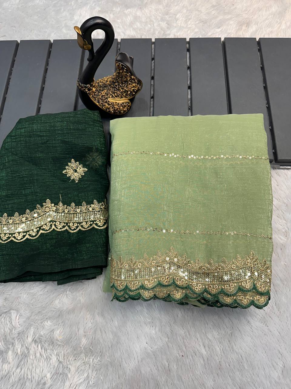 Soft Crunchy Fabric Designer Saree with Sequins & Zari Work