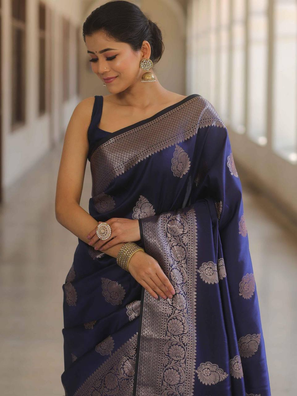 Organic Banarasi Lichi Silk Wedding Saree