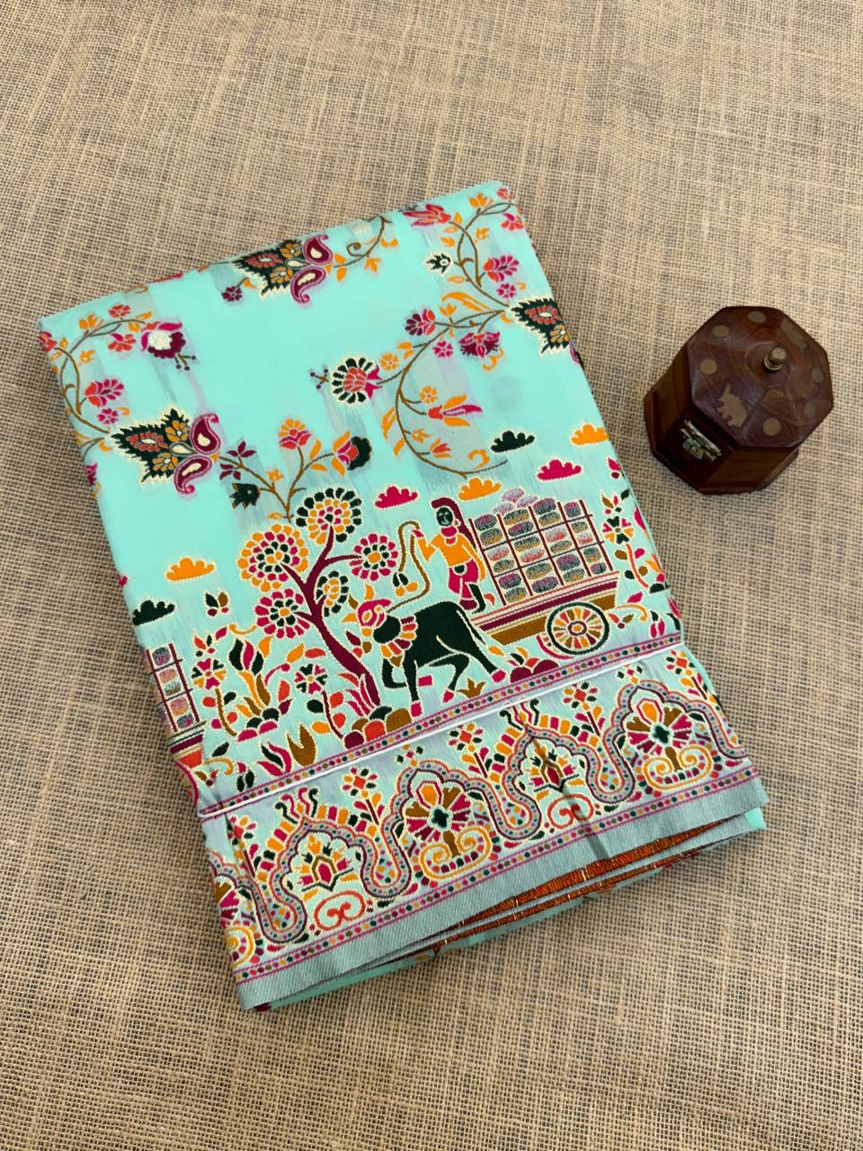 Rajwadi Pashmina Silk Weaving Saree with Kashmiri Pallu