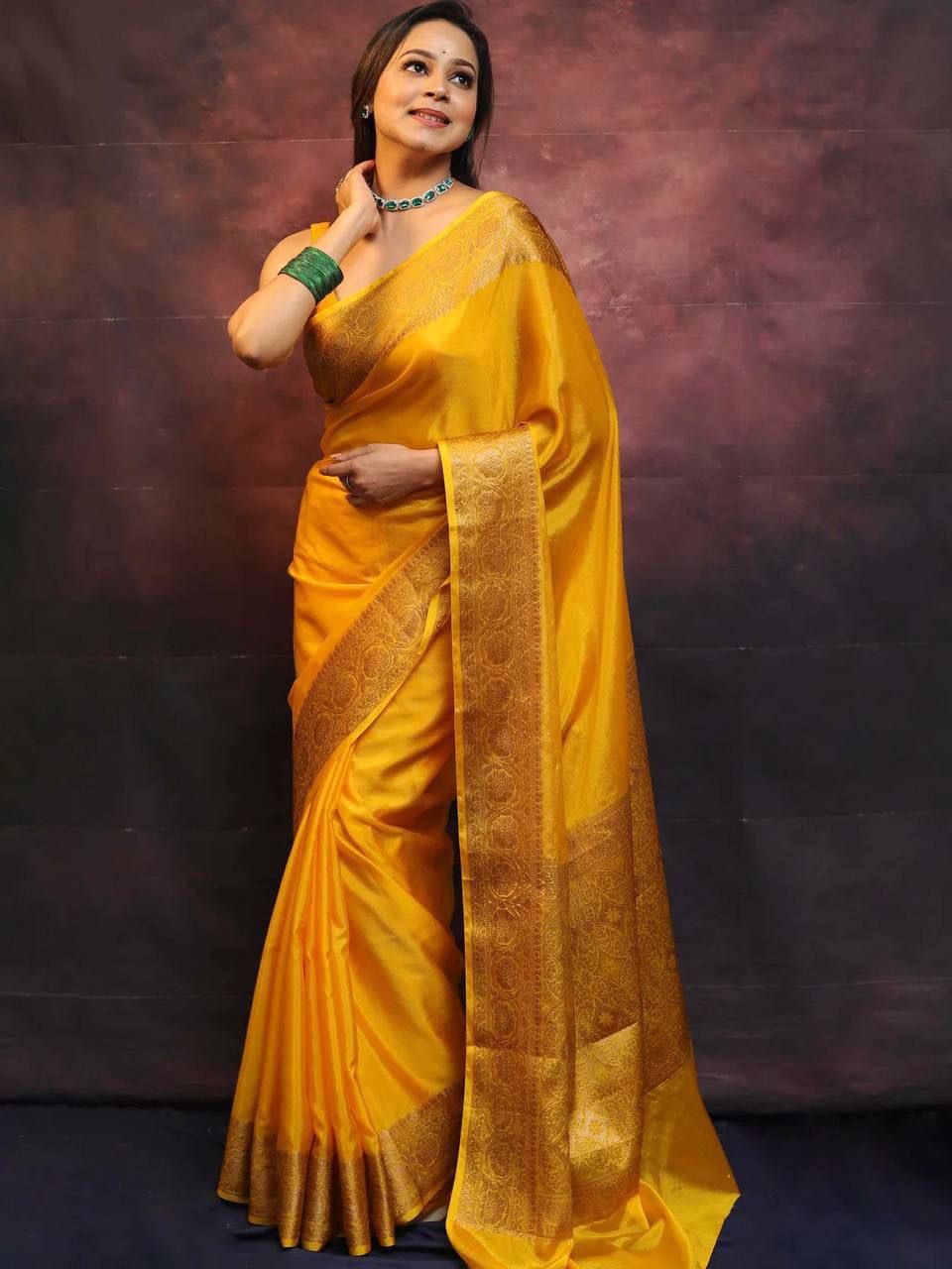 Elegant Organic Banarasi Lichi Silk Wedding Saree