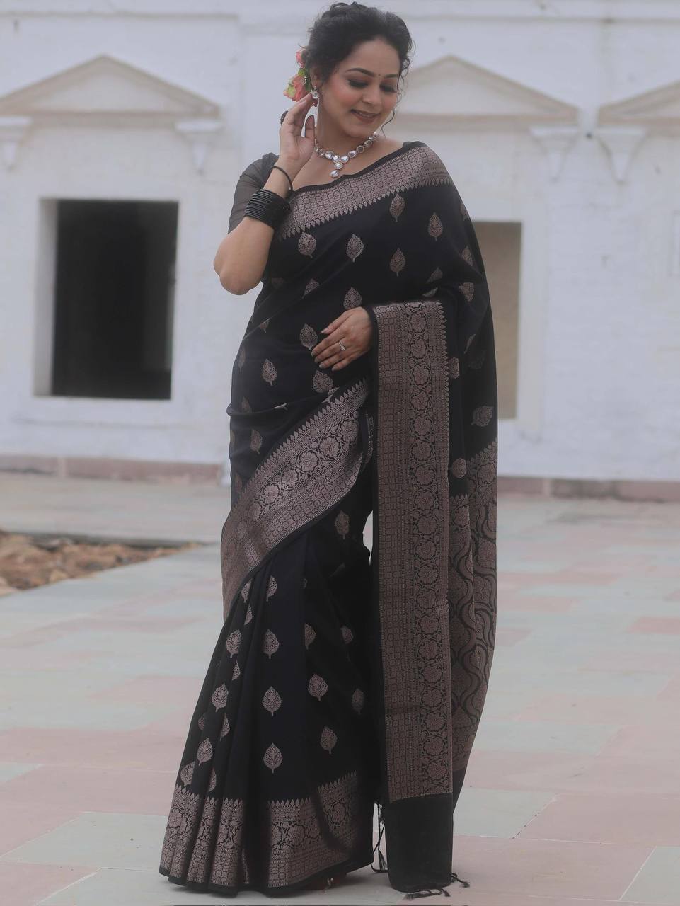 Organic Banarasi Lichi Silk Wedding Saree