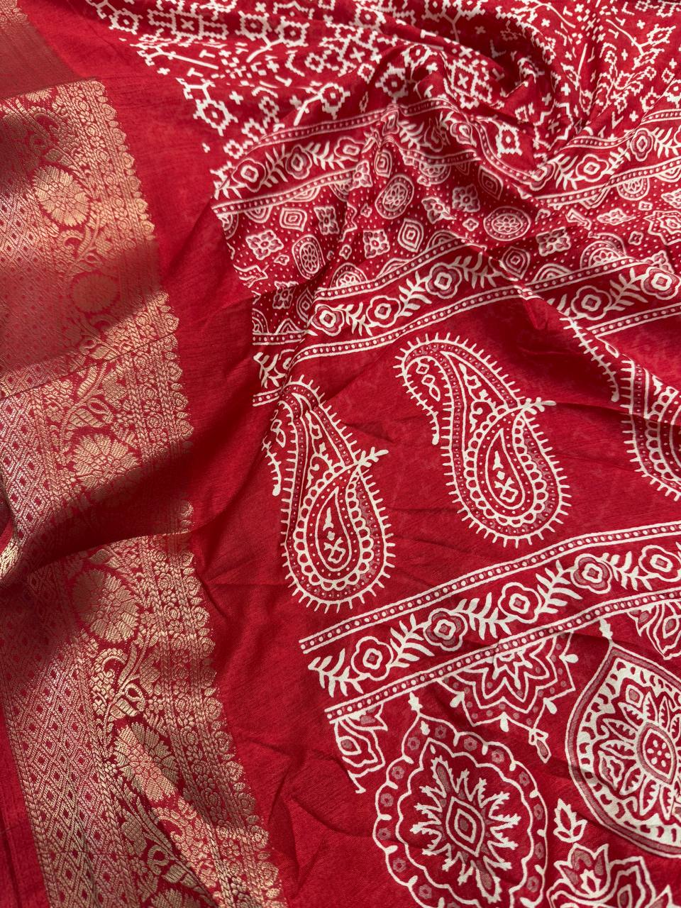 Soft Dola Silk Saree with Jacquard Border & HD Print