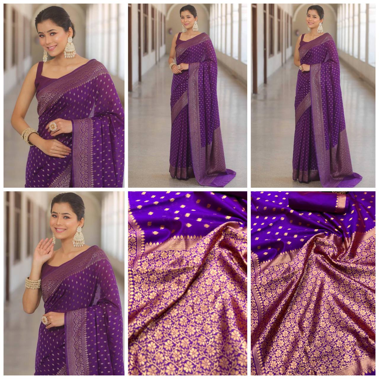 Comfort Wear Banarasi Style Lichi Silk Wedding Saree