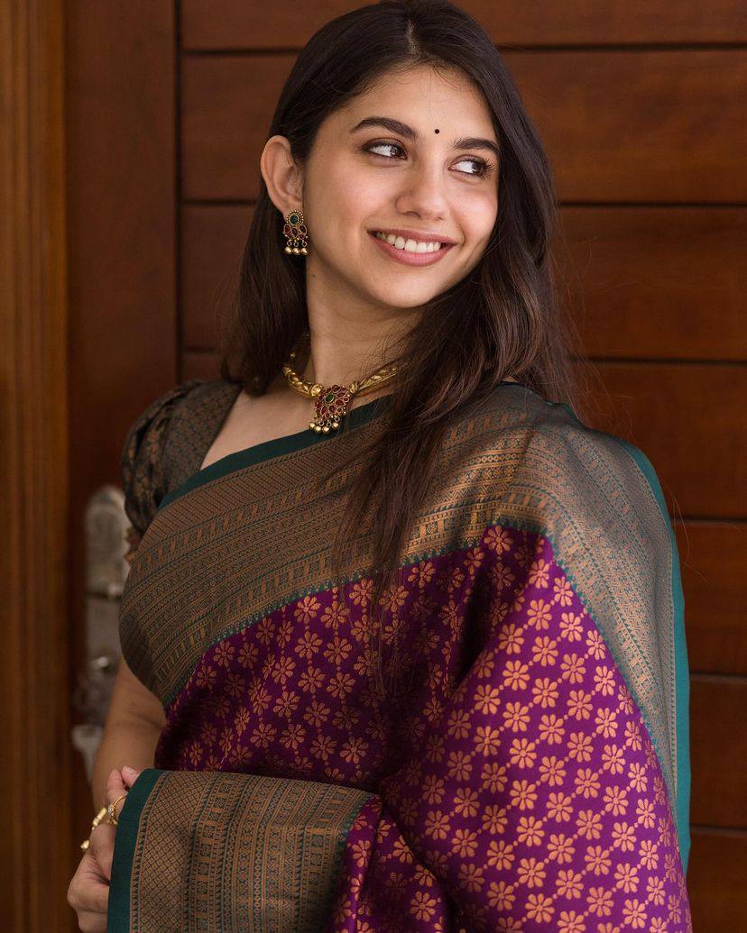 Statement Bridal Saree with Banarasi Art on Lichi Silk