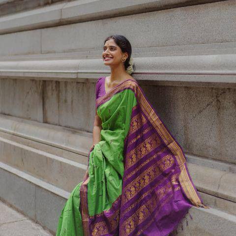 Heavy Drape Organic Banarasi Lichi Silk Wedding Saree