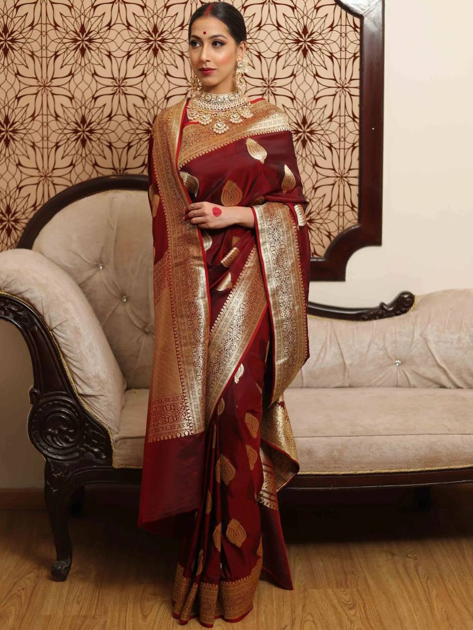 Soft Lichi Silk Organic Banarasi Wedding Saree