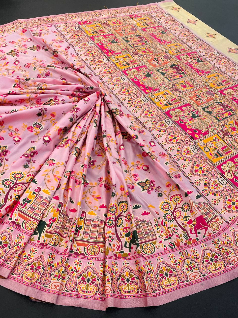 Rajwadi Pashmina Silk Weaving Saree with Kashmiri Pallu