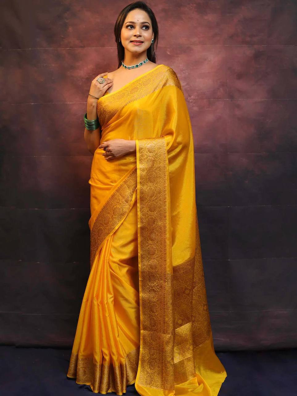 Elegant Organic Banarasi Lichi Silk Wedding Saree