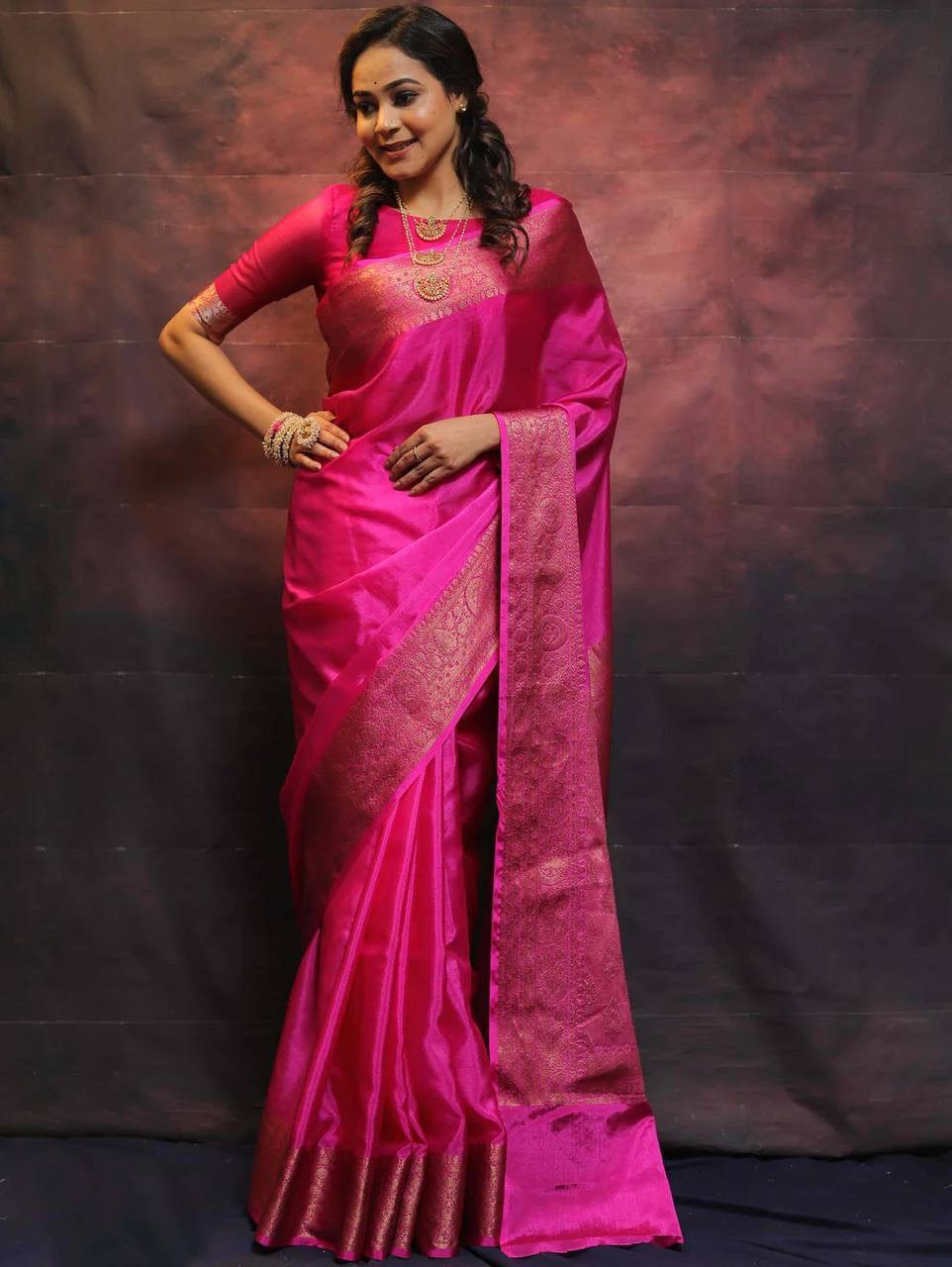 Elegant Organic Banarasi Lichi Silk Wedding Saree