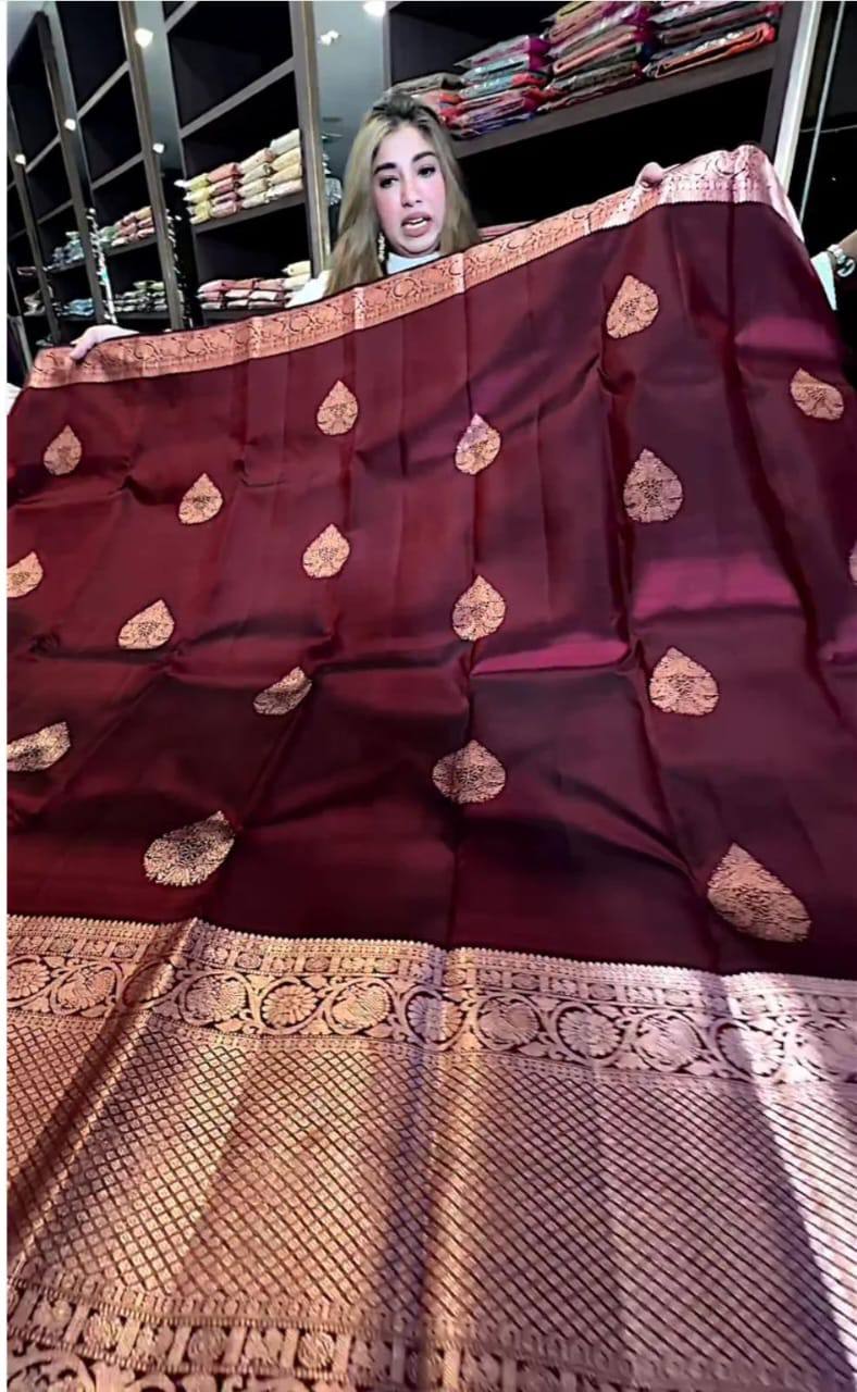 Elegant Organic Banarasi Lichi Silk Wedding Saree
