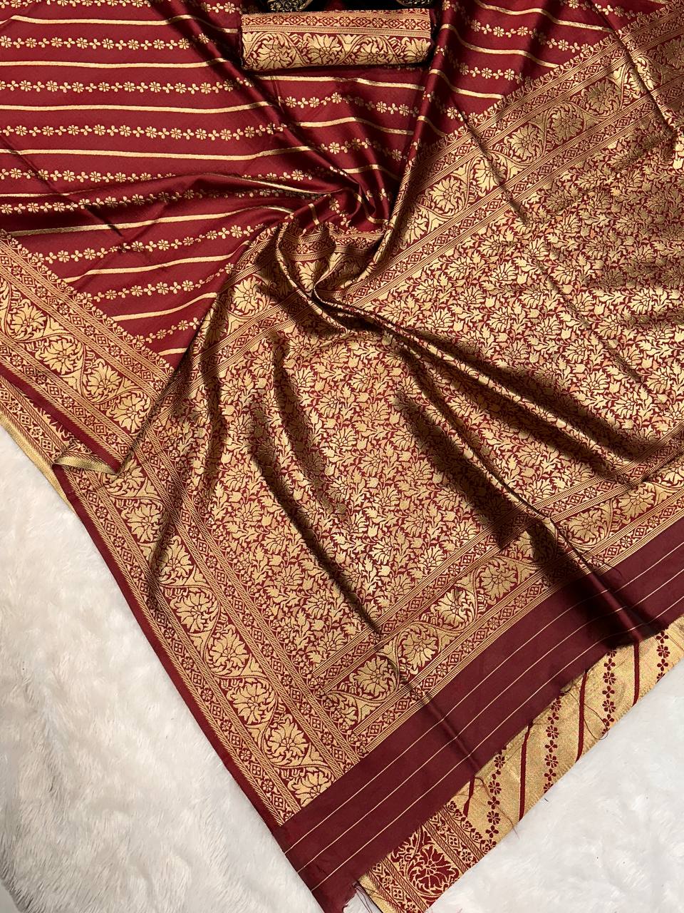 Rich Comfort Organic Banarasi Lichi Silk Wedding Saree