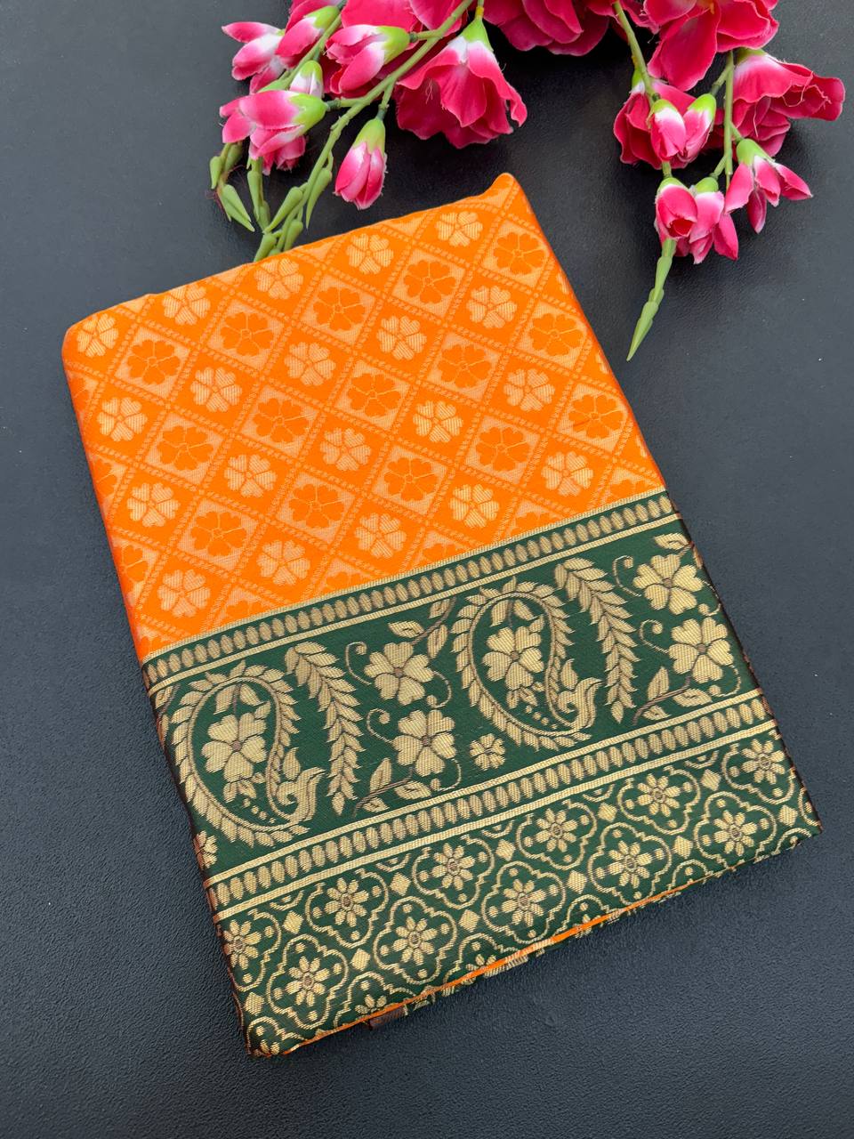 Elegant Organic Banarasi Lichi Silk Wedding Saree