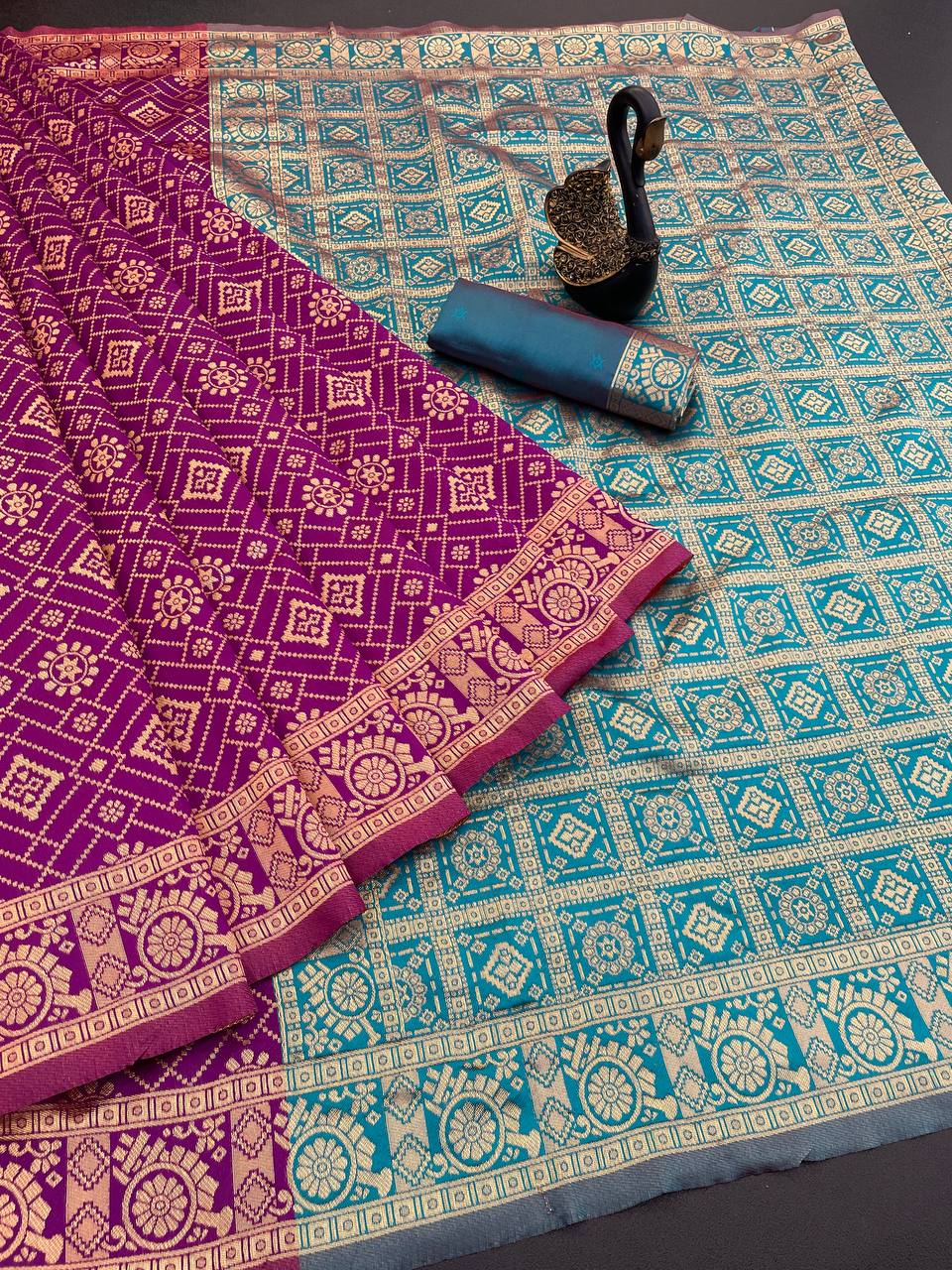 Organic Banarasi Lichi Silk Wedding Saree – Lightweight & Elegant