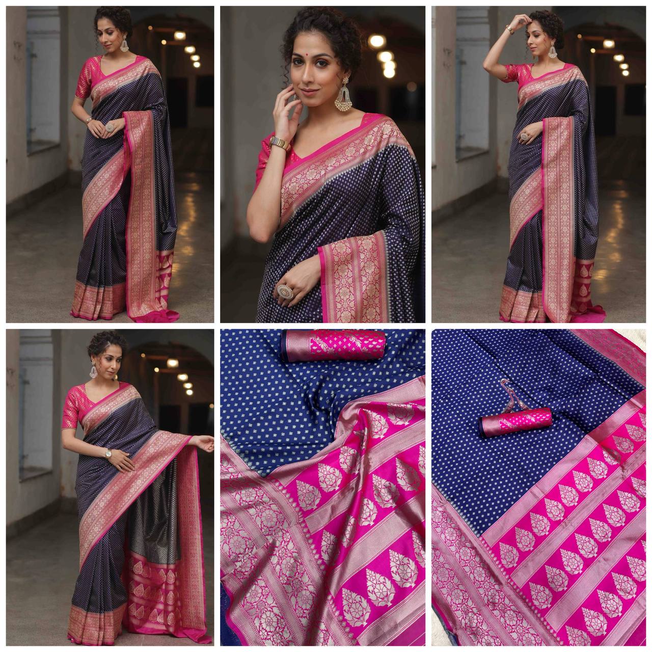 Organic Banarasi Lichi Silk Wedding Saree – Lightweight & Graceful