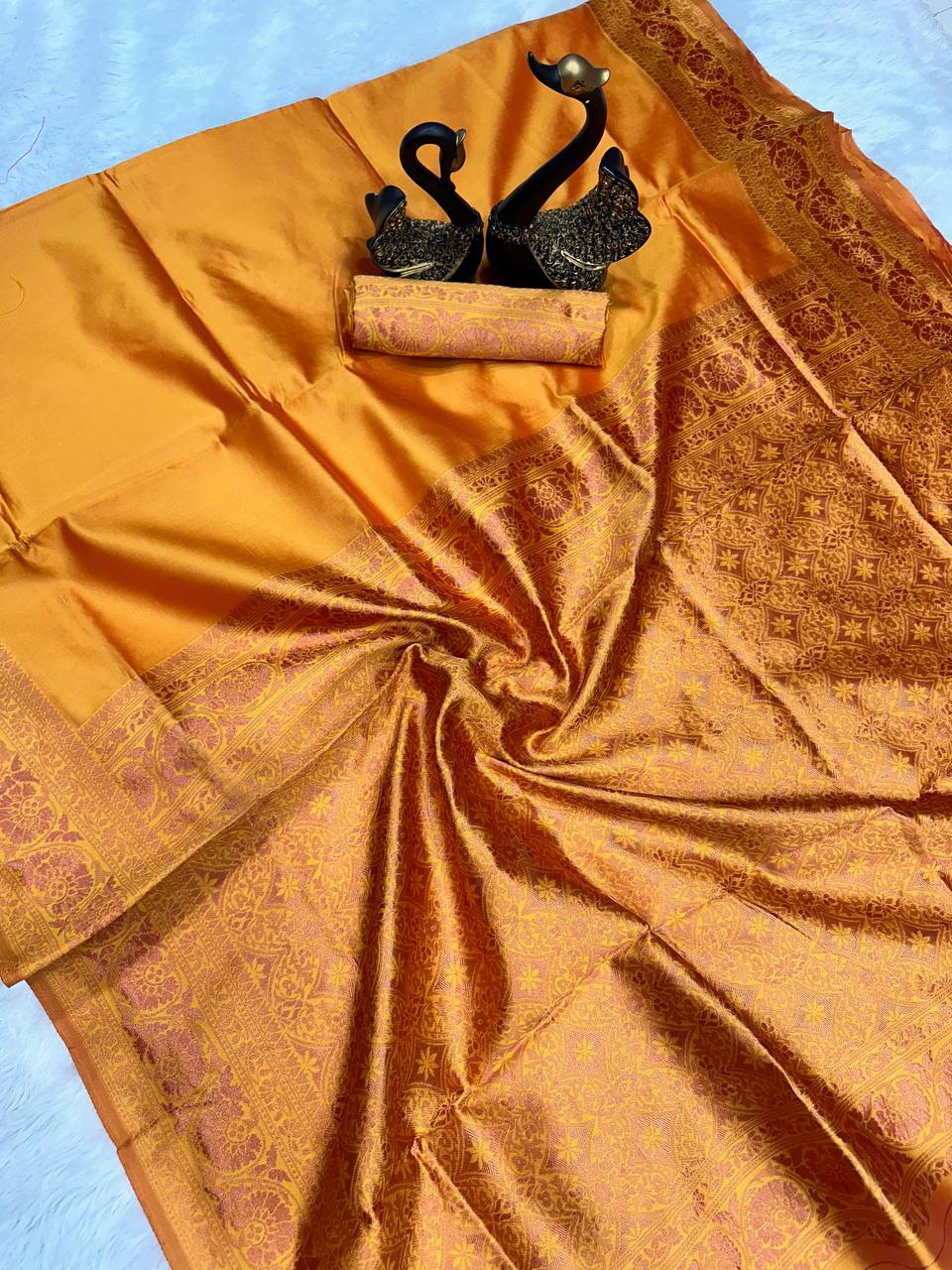 Elegant Organic Banarasi Lichi Silk Wedding Saree
