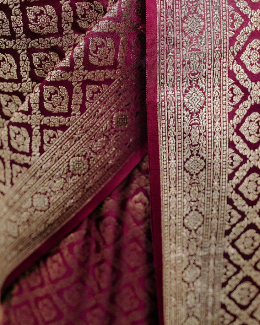 Rich Comfort Organic Banarasi Lichi Silk Wedding Saree