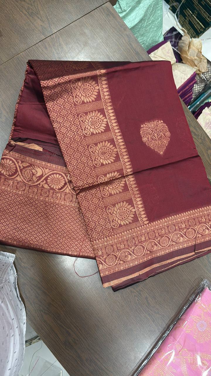 Elegant Organic Banarasi Lichi Silk Wedding Saree